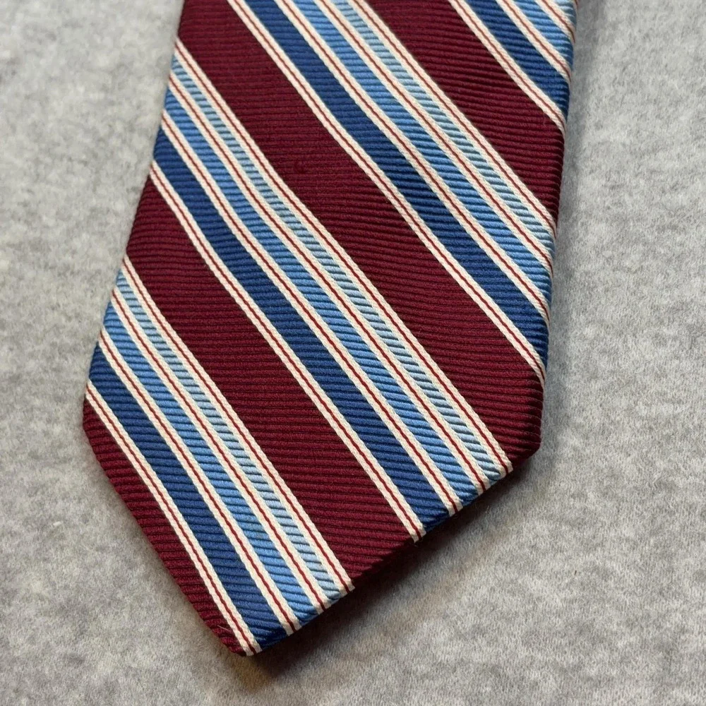Brooks Brothers Makers Tie Mens 62x4 Red Blue Striped Silk Woven Necktie USA